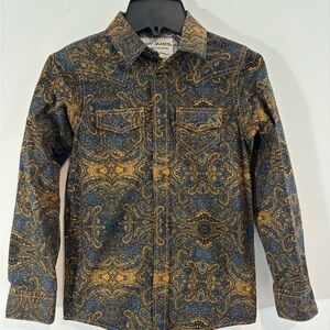 Cody James Boys XS Snap Button Down Shirt Paisley Print Western Dressy Fall NWOT
